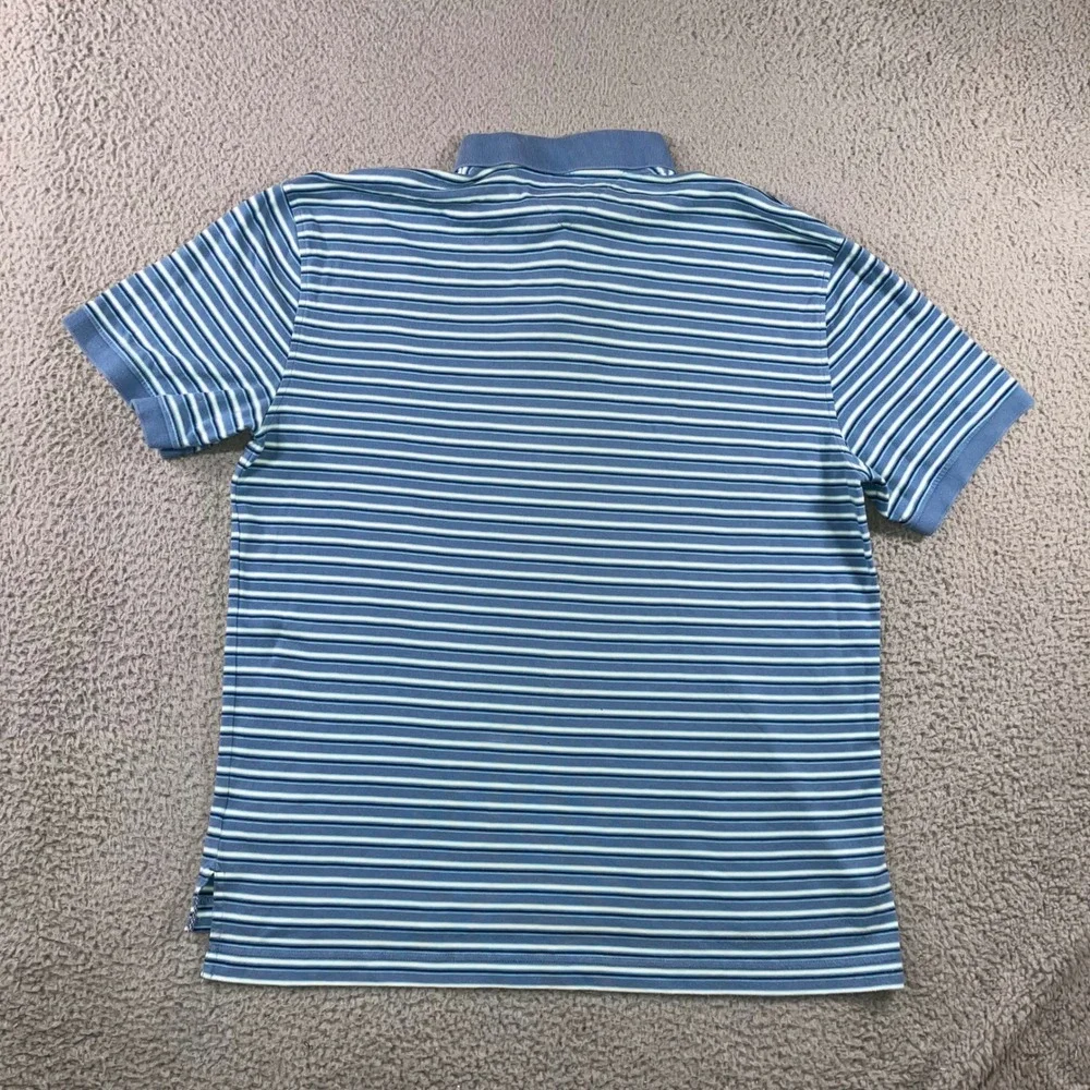 Tommy Hilfiger Polo Shirt Men XXL Blue Striped Short Sleeve Cotton Logo Pique - Picture 2 of 8